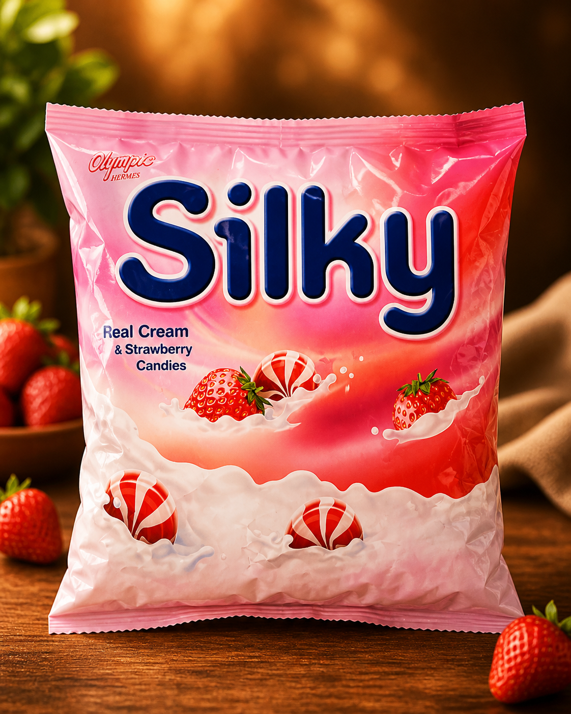 ملبس سلكي حليب وفراولة